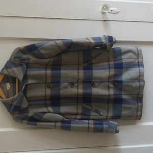 Blue plaid wool coat pea coat